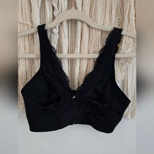 Arabella Women's Adjustable Straps Pullover Black Lace Bralette Bandeau Medium